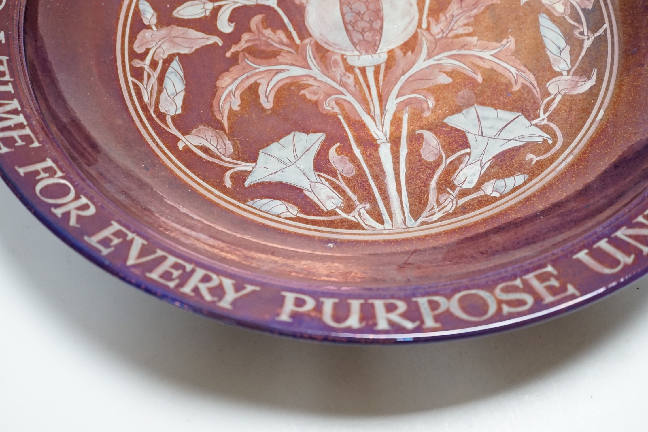 Jonathan Chiswell-Jones, a lustre charger 'To everything there is a season', 45cm.
